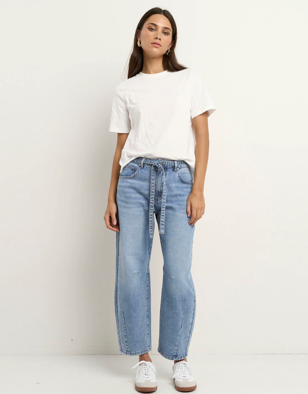 Campus Tie Waist Barrel Jeans - Light Blue - Image 4