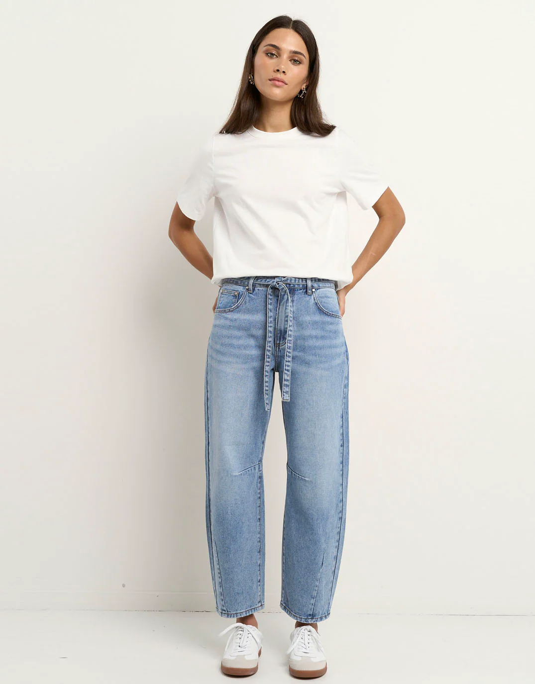 Campus Tie Waist Barrel Jeans - Light Blue - Image 5