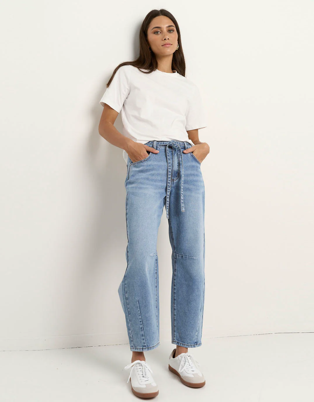 Campus Tie Waist Barrel Jeans - Light Blue - Image 6