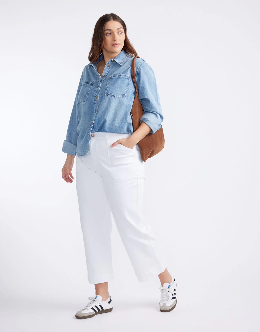 Catalina Cropped Wide Leg Jeans - White - Image 4