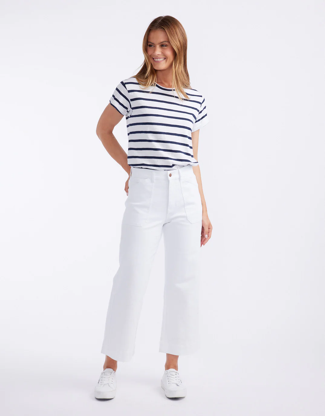 Catalina Cropped Wide Leg Jeans - White - Image 8