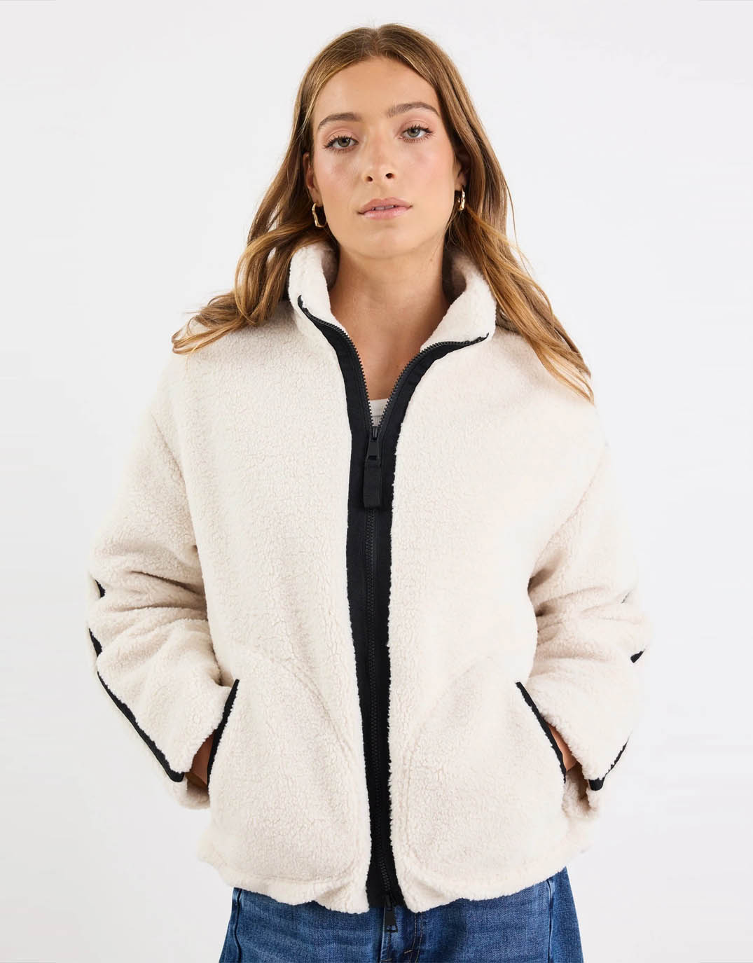 Chalet Sherpa Collared Jacket - Taupe - Image 4
