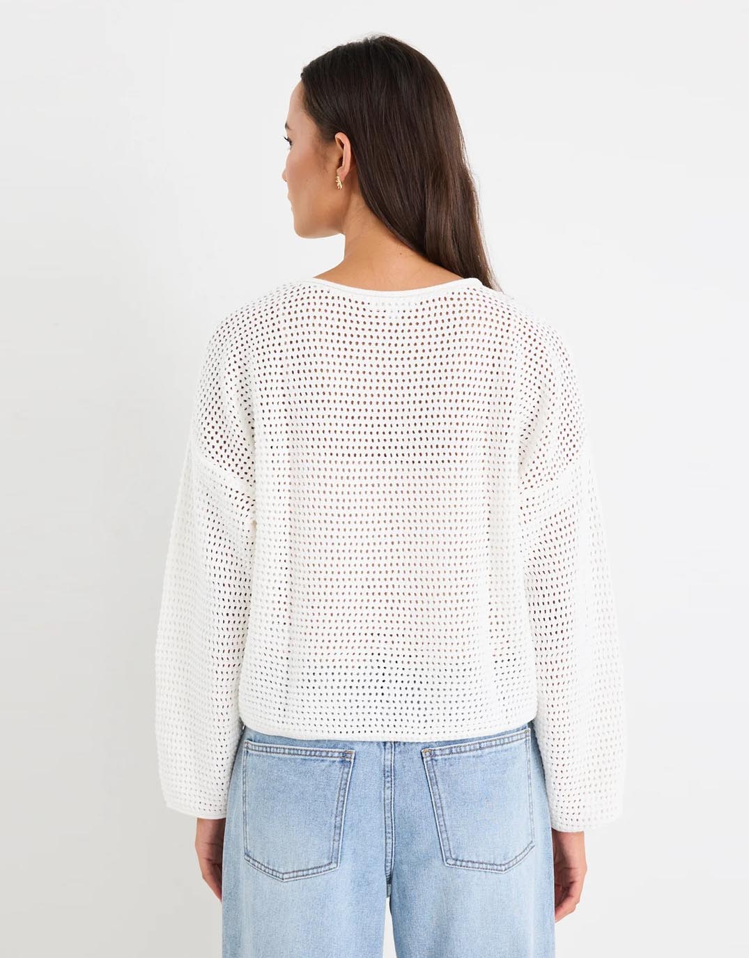 Dawn Crochet Knit Jumper - Ivory - Image 4