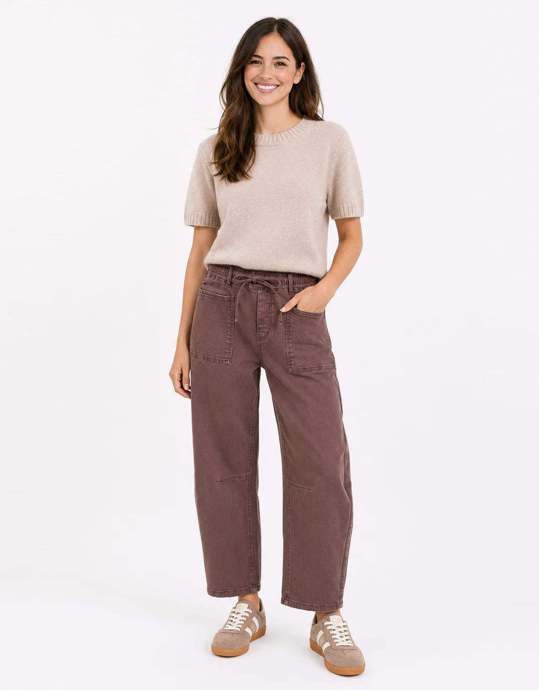 Goddess Wool Cashmere Knit Tee - Oat - Image 2
