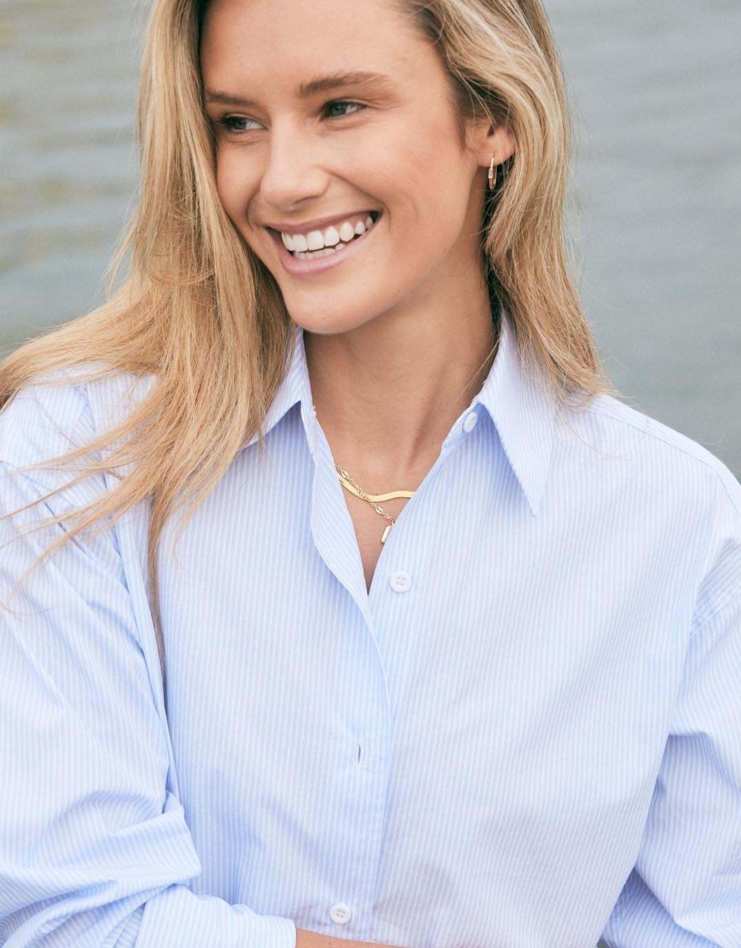 Hayley Classic Shirt - Blue Thin Stripe - Image 9