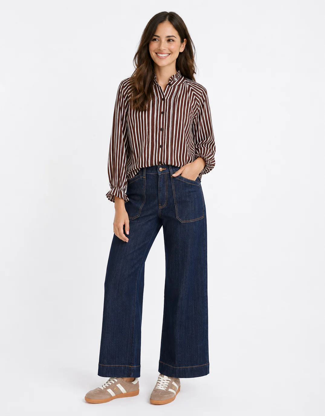 Holly Blouse - Choc/White Stripe - Image 6