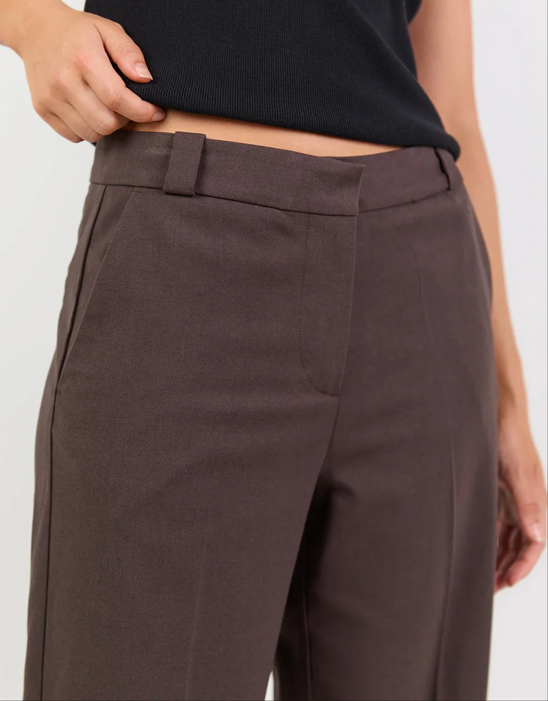 Jaunty Slant Pocket Wide Leg Pants - Dark Chocolate - Image 5