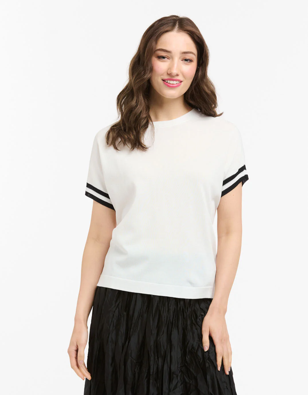 Knit Top Stripe Cuff - White