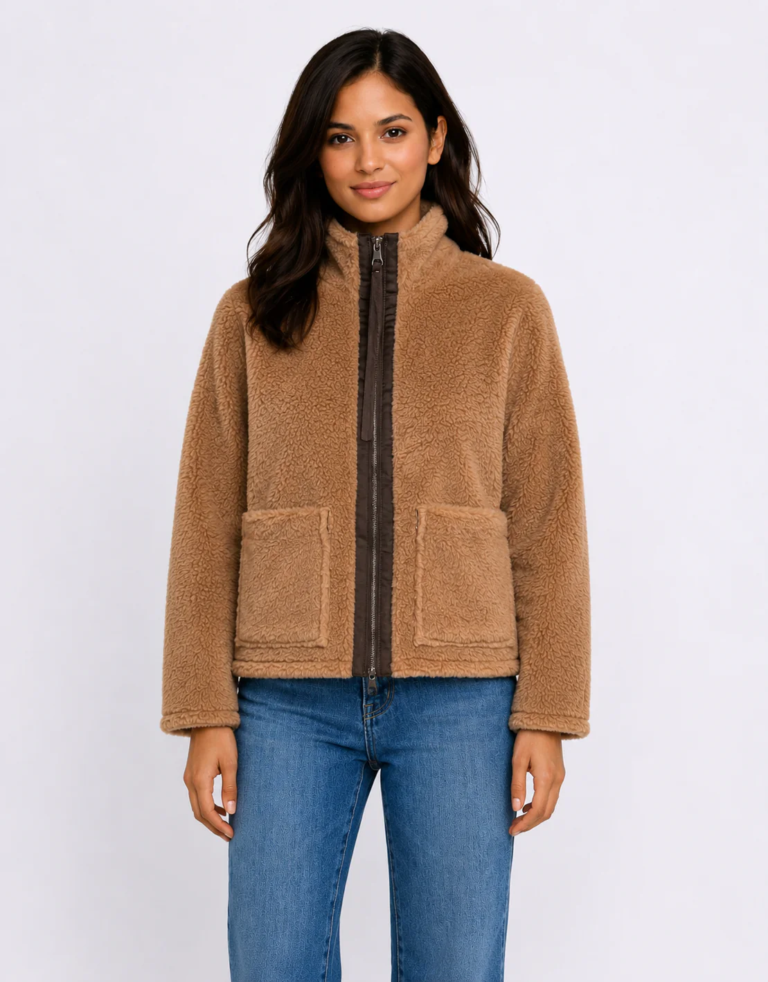 Layla Teddy Fleece Jacket - Tan - Image 2