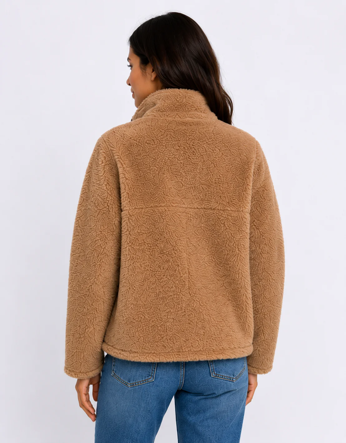 Layla Teddy Fleece Jacket - Tan - Image 4