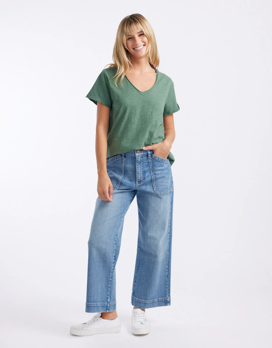 Original V Neck T-Shirt - Thyme - Image 3
