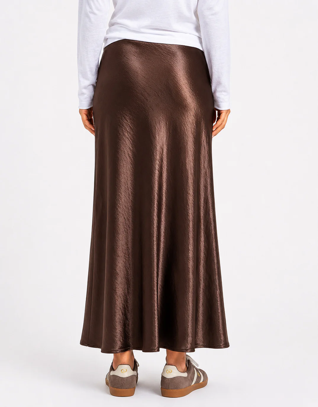 Prodigy Satin Bias Cut Maxi Skirt - Chocolate - Image 4