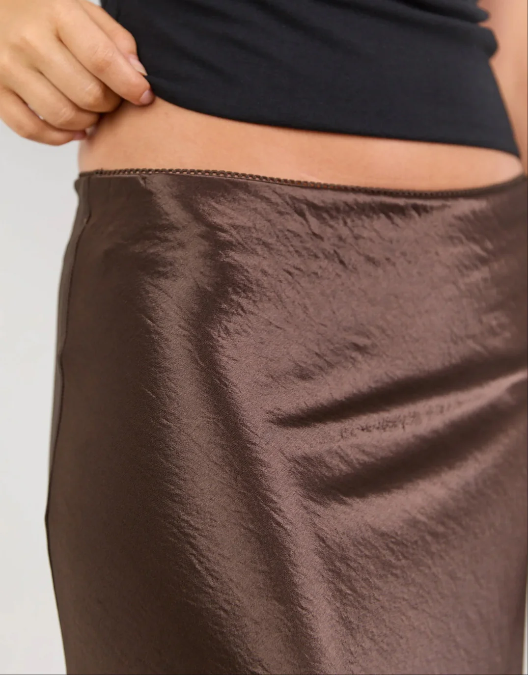 Prodigy Satin Bias Cut Maxi Skirt - Chocolate - Image 5