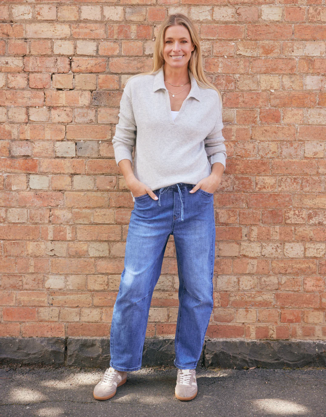 Provence Wool Cashmere Collared Knit - Grey Marle - Image 2