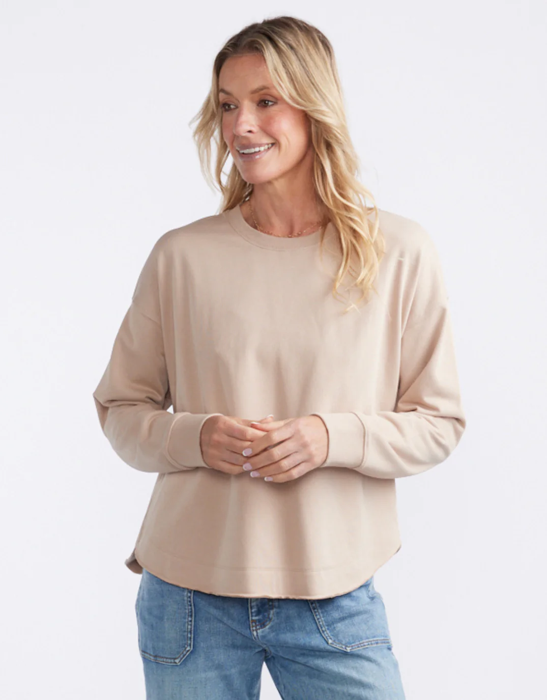 Staple Scoop Hem Sweat - Latte