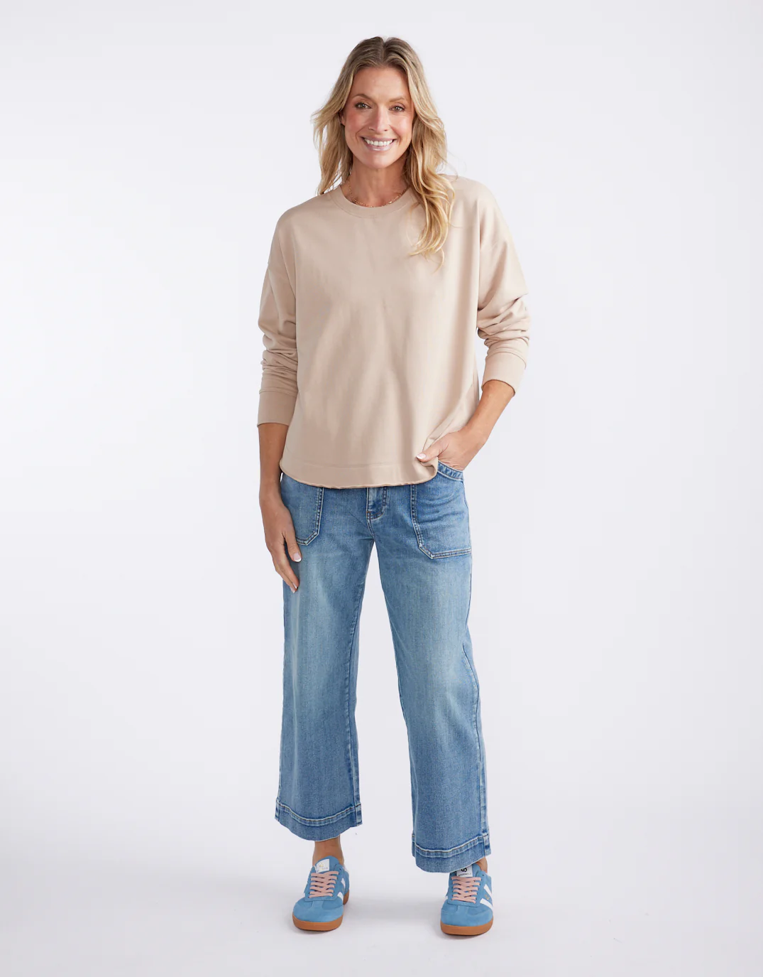 Staple Scoop Hem Sweat - Latte - Image 2