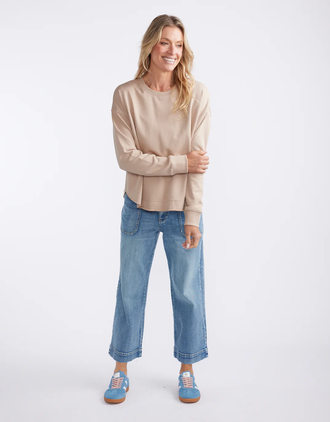 Staple Scoop Hem Sweat - Latte - Image 3