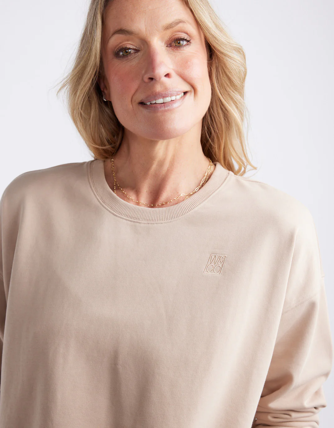 Staple Scoop Hem Sweat - Latte - Image 4