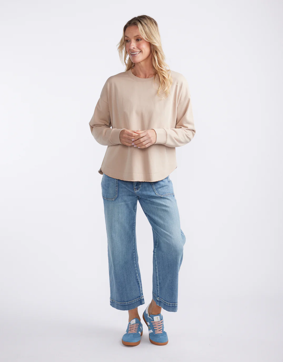 Staple Scoop Hem Sweat - Latte - Image 6
