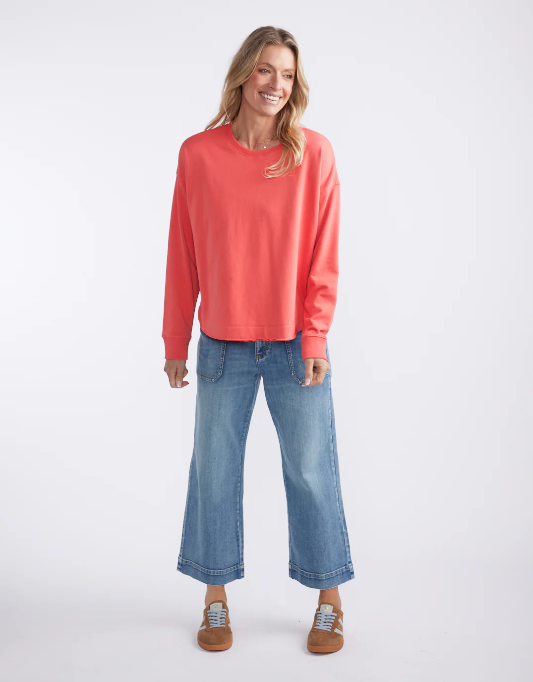 Staple Scoop Hem Sweat - Washed Red - Image 8