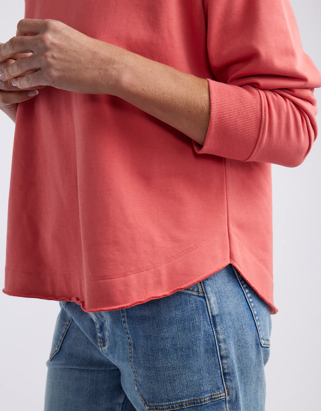 Staple Scoop Hem Sweat - Washed Red - Image 9