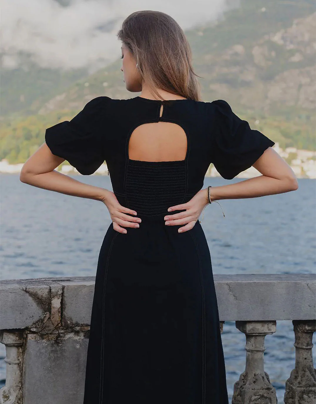 State Linen Blend Midi Dress - Black