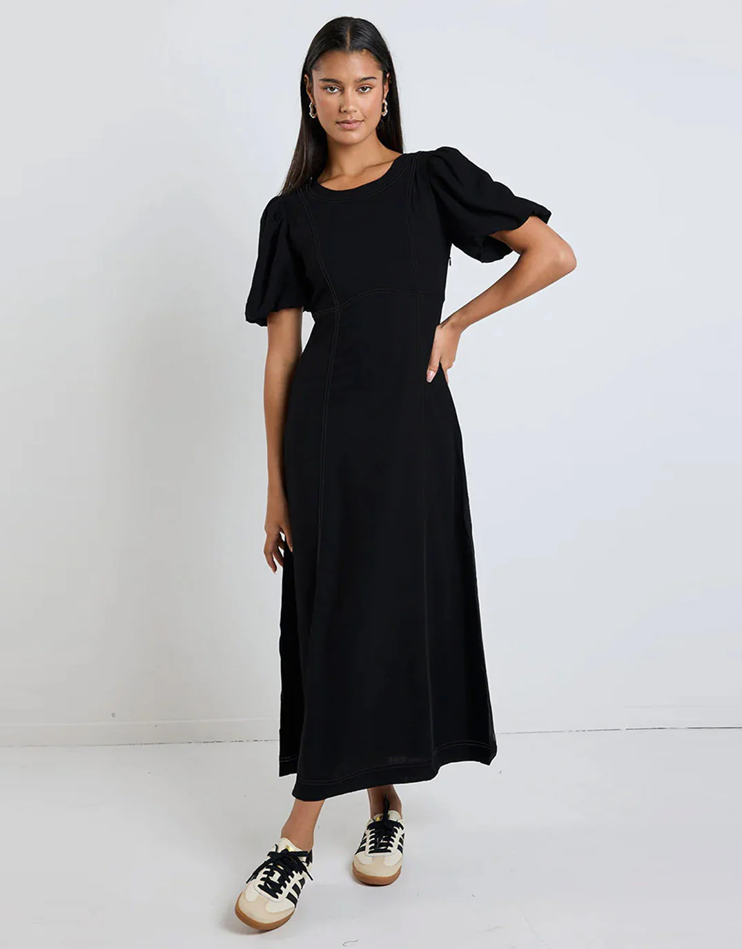 State Linen Blend Midi Dress - Black - Image 2