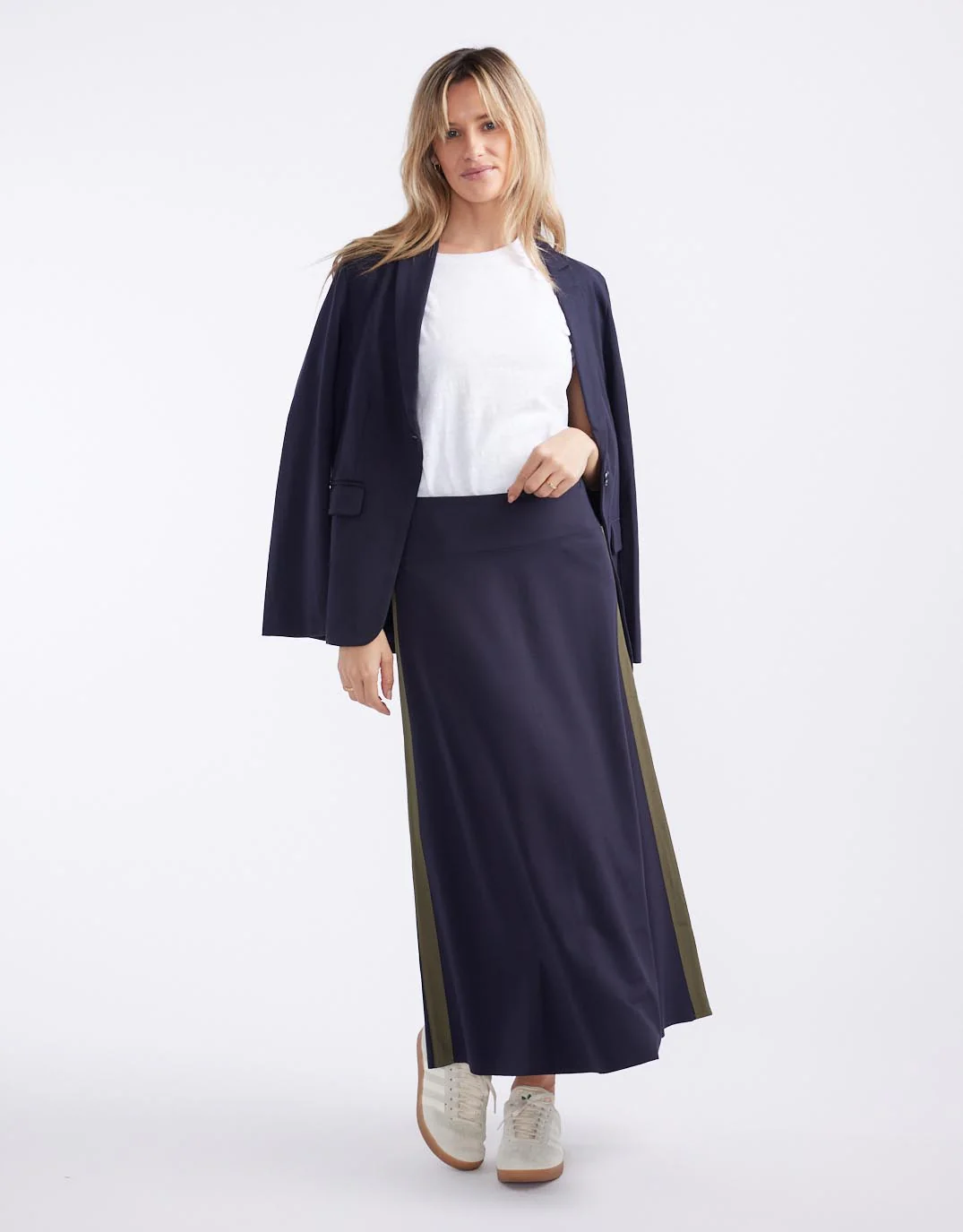Timeless Ponte Midi Skirt - Navy/Khaki - Image 4
