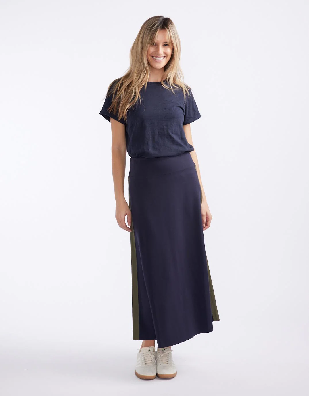 Timeless Ponte Midi Skirt - Navy/Khaki - Image 5