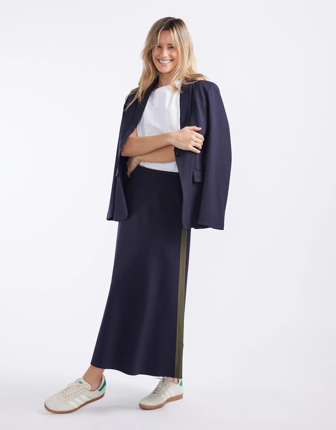 Timeless Ponte Midi Skirt - Navy/Khaki - Image 6