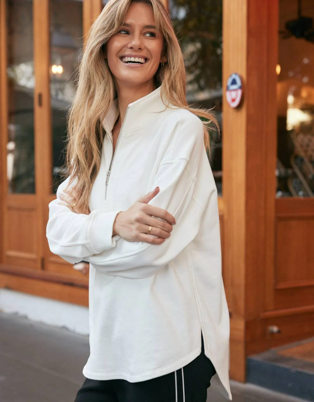 Unwind Half Zip Sweater - White - Image 4